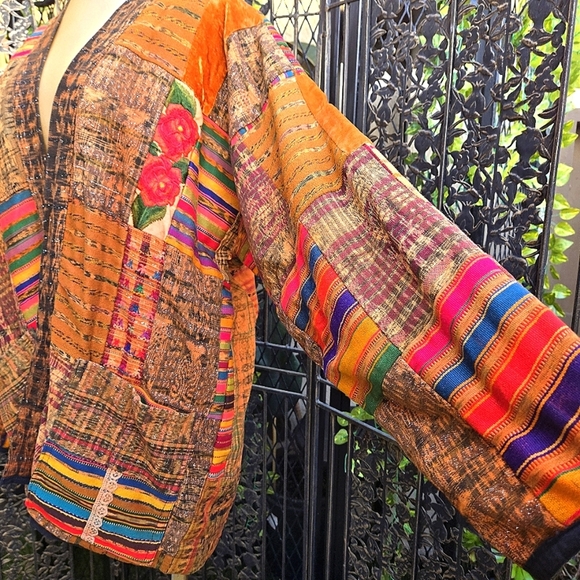 Vintage Multicolor Patchwork Oversized Boho Jacket - Picture 4 of 8